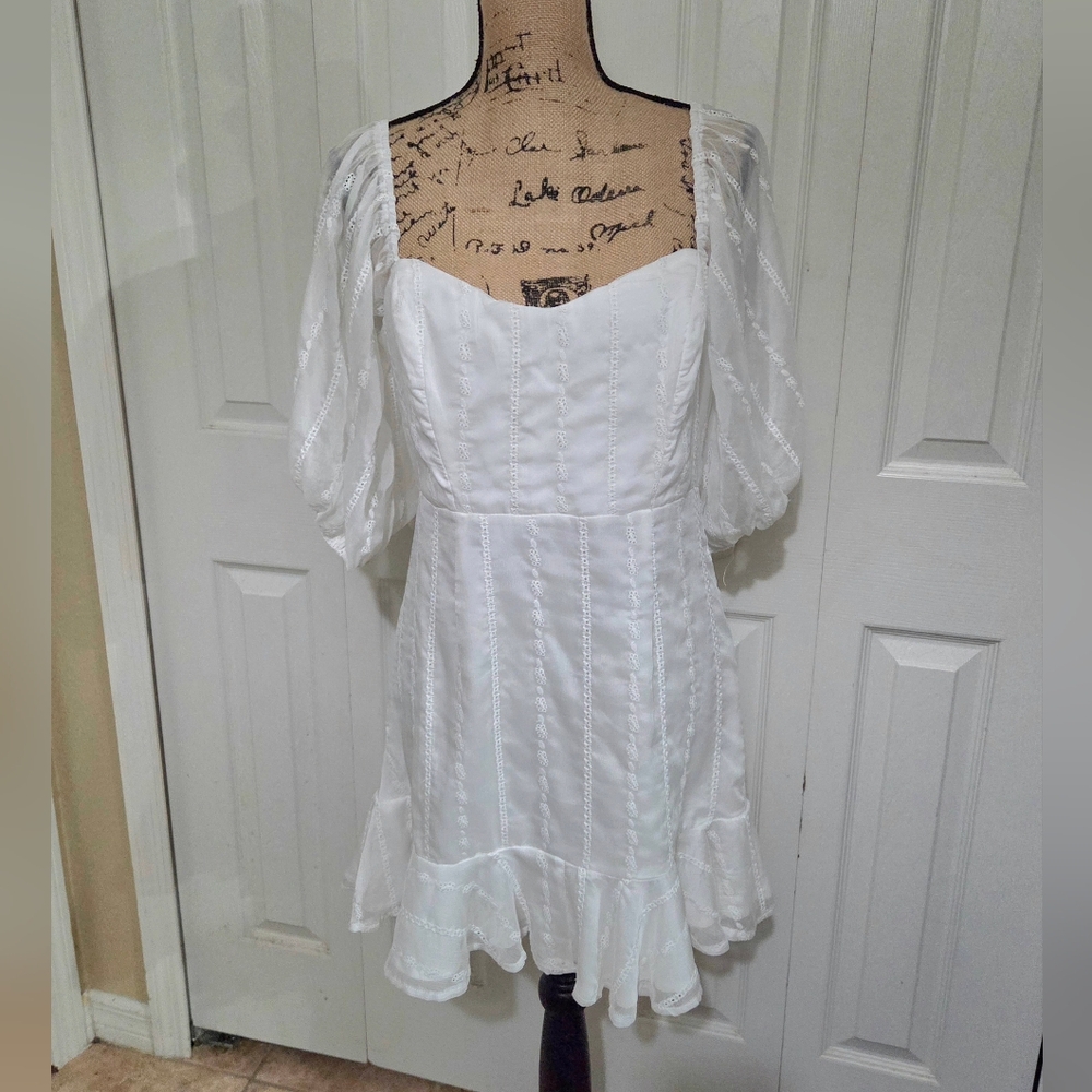 Windsor White Puff Sleeve Dress